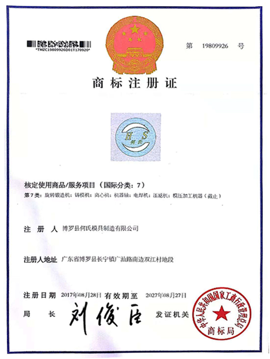 HS approved the use of trademark registration certificate